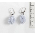 Cерьги из агата голубого (сапфирин), галтовка, 3 нити