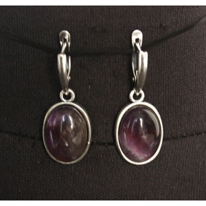 Серьги из аметиста, простой овал 18х13мм, швензы посеребрение
