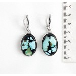 Серьги из бирюзы (натуральная), мозаика, простой овал 25х18мм, швензы посеребрение
