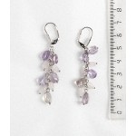 Серьги из кварца розового и аметрина, овалы, на цепочке