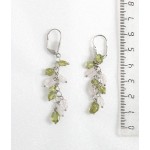 Серьги из кварца розового и хризолита, овалы, на цепочке