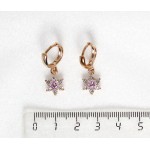Серьги из фианита розового "цветок висячий" замок колечки