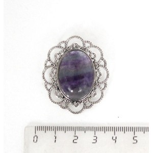 Брошь из флюорита "ромашка", овал 25х18мм