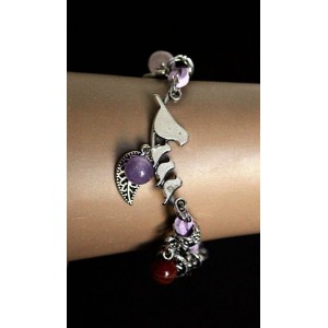 Браслет из аметиста, сердолика, кварца розового "день матери", шарик 8мм, на шнурке