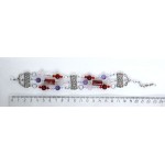 Браслет из аметиста, сердолика, кварца розового, коннектор "вьюнок", шарик 8мм +цилиндр, на колечках