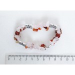 Браслет из сердолика, кварца розового, коннектор "2 змейки", шарик 8мм +галтовка, на резинке