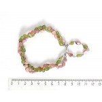 Браслет из родохрозита и хризолита, галтовка 5-7мм, жгут 2 нити, на застежке