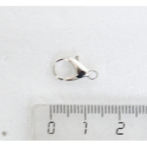 Замок карабин 14*7 мм литой, цвет светлое серебро