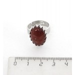 Кольцо с кварцем земляничным, овал 18х13мм, безразмерное