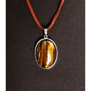 Кулон из тигрового глаза, овал 30х22мм