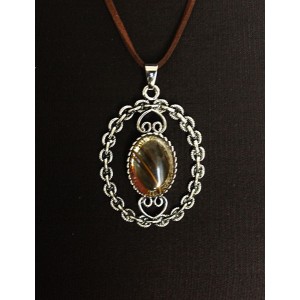 Кулон из халцедона полосатого (желто-коричневый) "воздушная цепь"