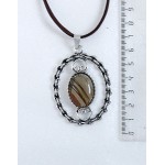 Кулон из халцедона полосатого (желто-коричневый) "воздушная цепь"