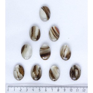 Халцедон полосатый желтый, кабошон овал 25х18мм