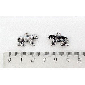 Подвеска "тигр", цвет ант. серебро, 20х13мм