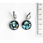 Серьги из бирюзы (натуральная), мозаика, круг 18мм, швензы посеребрение