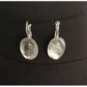 Серьги из горного хрусталя (не полностью прозрачный), овал 18х13мм замок петелька