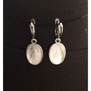 Серьги из горного хрусталя (не полностью прозрачный), простой овал 18х13мм швензы посеребрение