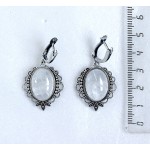 Серьги из горного хрусталя (не полностью прозрачный) "трилистник", овал 18х13мм швензы посеребрение