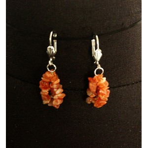 Серьги из солнечного камня, галтовка, 3 нити