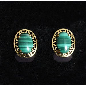 Серьги из малахита "греческие" замок гвоздик+лапка