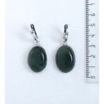 Серьги из нефрита (натуральный), простой овал 25х18мм, швензы посеребрение
