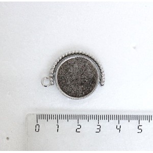 Основа для кулона "глобус" двусторонняя, вертится, круг 20мм цвет ант.серебро