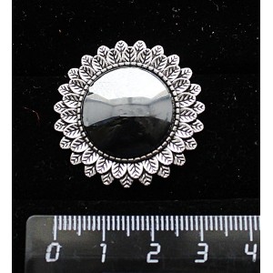 Брошь из гематита "подсолнух", круг 20мм