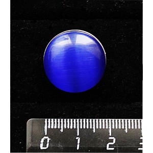 Брошь из кошачьего глаза (синт.), цвет синий индиго, круг 20мм