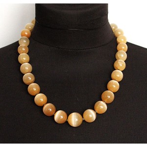 Бусы из селенита, шарик до 18мм, 48см + цепочка