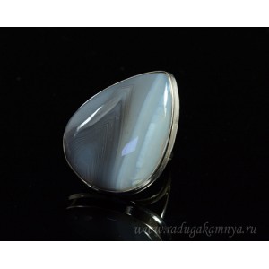 C925 Кольцо с агатом бразильским капля 29*37мм 15,35г р-р 20