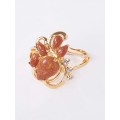 Кольцо с красным авантюрином (имитация) "азалия"