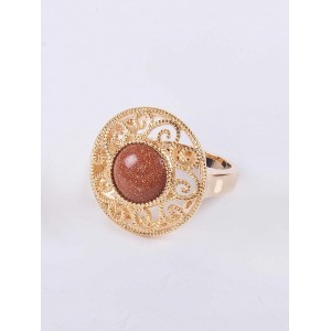 Кольцо с красным авантюрином (имитация)  "восточное солнце"