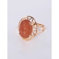 Кольцо с красным авантюрином (имитация) "греческое"