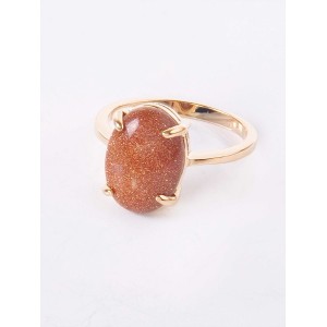 Кольцо с красным авантюрином (имитация) "овал"