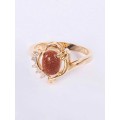 Кольцо с красным авантюрином (имитация) "чайка"