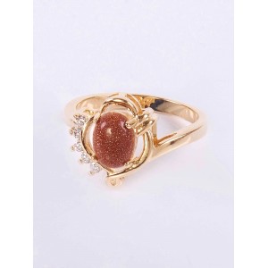 Кольцо с красным авантюрином (имитация) "чайка"