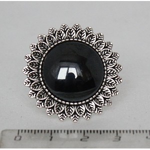 Кольцо с гематитом, круг 20мм, "подсолнух", безразмерное