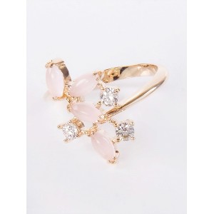 Кольцо с розовым кварцем "искристые лепестки"