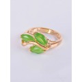 Кольцо с зеленым кошачьим глазом (синт.) "большой рис"