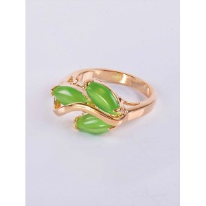Кольцо с зеленым кошачьим глазом (синт.) "большой рис"