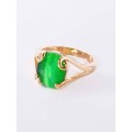 Кольцо с зеленым кошачьим глазом (синт.) "лагуна"