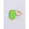 Кольцо с зеленым кошачьим глазом (синт.) овал 14х10мм