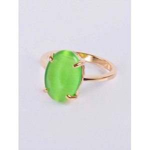 Кольцо с зеленым кошачьим глазом (синт.) овал 14х10мм