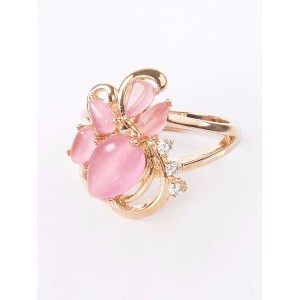 Кольцо с розовым кошачьим глазом (синт.) "азалия"