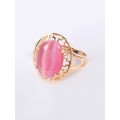Кольцо с розовым кошачьим глазом (синт.) "греческое"