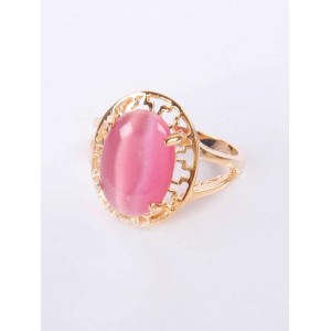 Кольцо с розовым кошачьим глазом (синт.) "греческое"