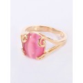 Кольцо с розовым кошачьим глазом (синт.) "лагуна"