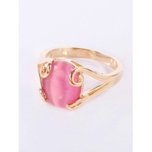 Кольцо с розовым кошачьим глазом (синт.) "лагуна"
