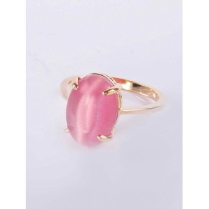 Кольцо с розовым кошачьим глазом (синт.) овал 14х10мм