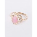 Кольцо с розовым кошачьим глазом (синт.) "чайка"